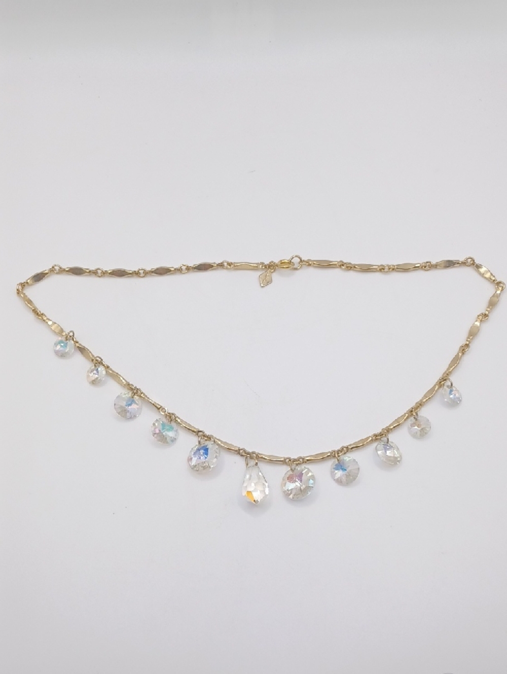 Sarah Coventry Gold Tone Crystal Teardrop Necklace - Picture 4 of 6